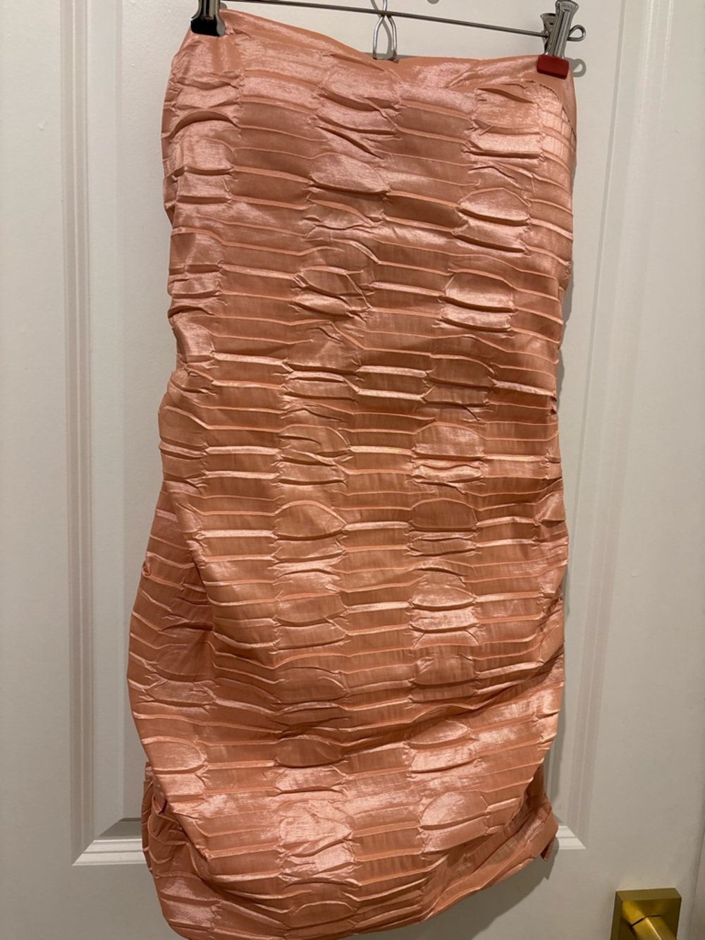 Pink Mauve Iridescent Homecoming Dance Mini Tight Bodycon Strapless Dress L